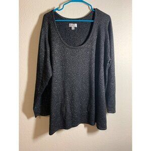 Avenue Sparkly Knit Sweater Womens Size 22/24 Black VGUC N2